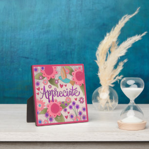 Placa Expositora Bonito Rosa Apreciado Personalizado Inspirador Flo