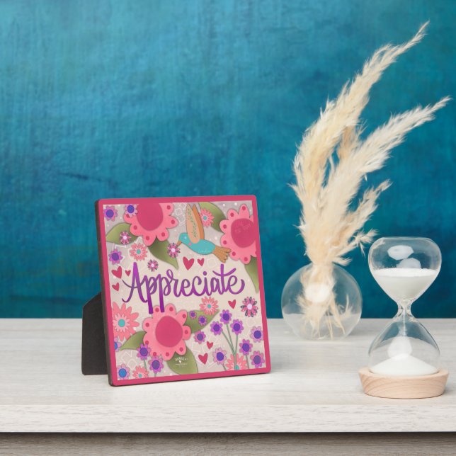 Placa Expositora Bonito Rosa Apreciado Personalizado Inspirador Flo (in situ)