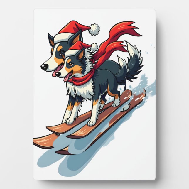Placa Expositora Border Collie haciendo snowboard (Frente)