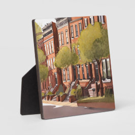 Placa Expositora Boston Brownstones | Beacon Street Arte de Acuarel
