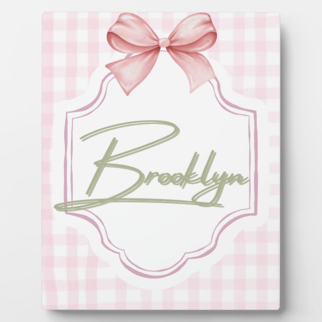 Placa Expositora Bow Gingham Nursery (Frente)