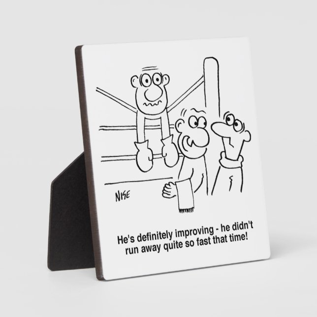 Placa Expositora Boxer en el anillo de boxeo. Divertido (Anverso)