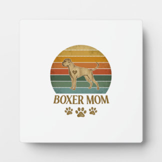 Placa Expositora Boxer Mamá Perro Retro Atardecer Huellas De Patas_