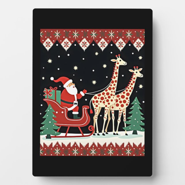 Placa Expositora Boys Girls Santa Claus Riding Giraffe Sleigh Ugly  (Frente)