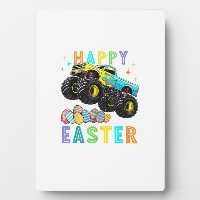 Placa Expositora Boys Happy Easter Monster Truck Easter Eggs Toddle (Frente)