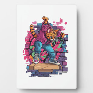 Placa Expositora Breakdance Meow � Baile de gato de graffiti urbano
