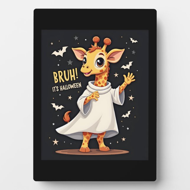 Placa Expositora Bruh Es Halloween Divertido Giraffe Fantasma Dabbi (Frente)