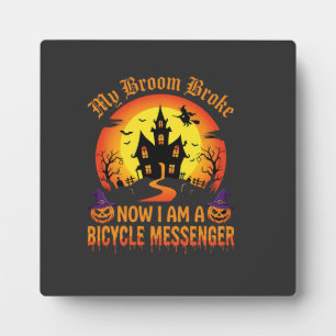 Placa Expositora Bruja Escoba Mensajero Bicicleta Halloween Rompió