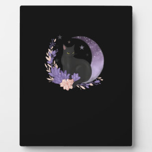 Placa Expositora Bruja Gatuna Flores Lunares Pastel Goth Goblincore
