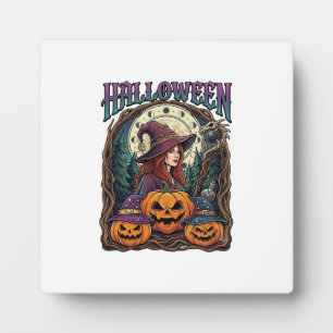 Placa Expositora Brujas de Halloween Calabazas Fases Lunares_1
