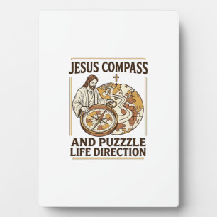 Placa Expositora Brújula de Jesús y rompecabezas Dirección de la vi