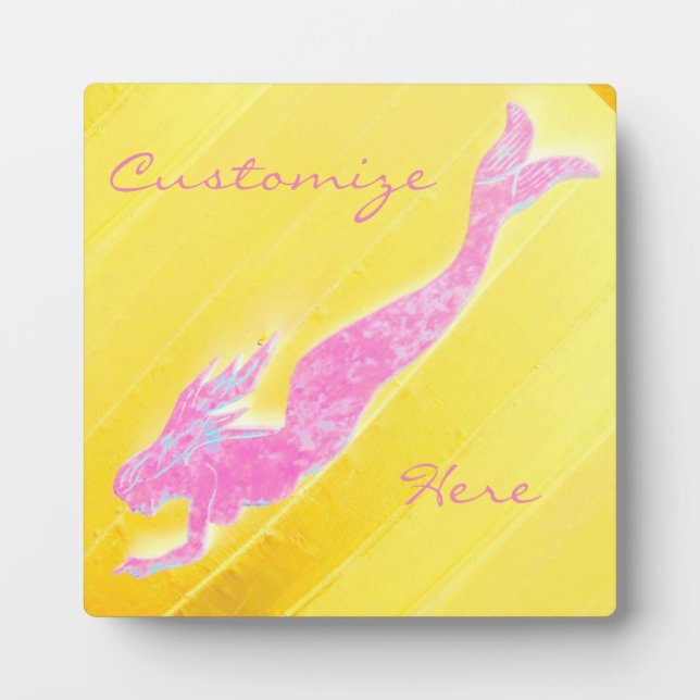 Placa Expositora buceo submarino de sirena rosa (Frente)