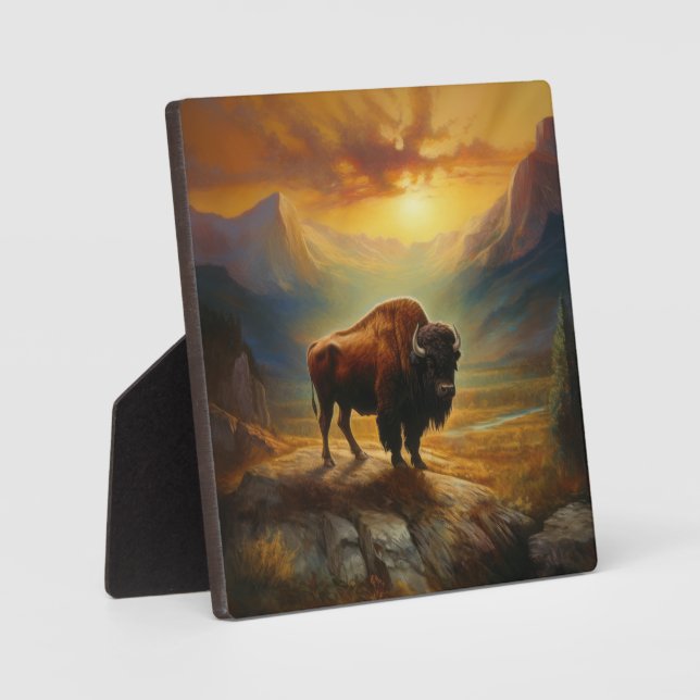 Placa Expositora Buffalo Bison Sunset Silhouette (Anverso)