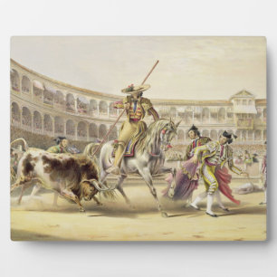 Placa Expositora Bull Charging a Picador, 1865 (color litho)