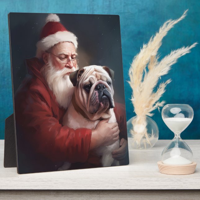 Placa Expositora Bulldog Con Navidades Festividades De Santa Claus (Lado)