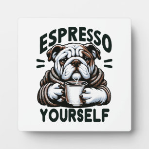 Placa Expositora Bulldog de Espresso Caliente - Café Acogedor