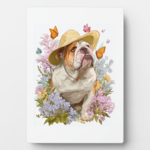 Placa Expositora Bulldog de Jardín � Perro Divertido Floral