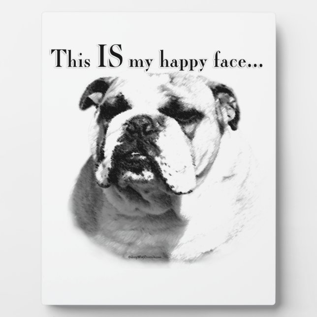 Placa Expositora Bulldog Feliz Cara (Frente)