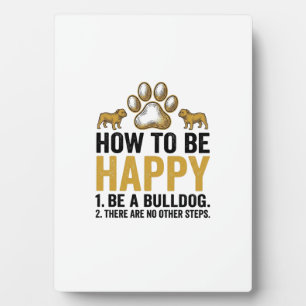 Placa Expositora Bulldog Feliz Cita Grabado Vintage Amante Perro De