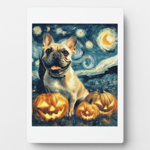 Placa Expositora Bulldog Francés de la noche estrellada de Van Gogh