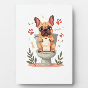 Placa Expositora Bulldog Francés Enfadado Vintage Sosteniendo Papel
