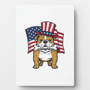 Placa Expositora Bulldog Patriótico Con Diseño De Vector De Bandera