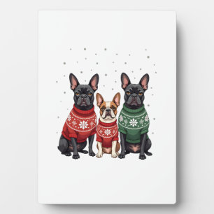 Placa Expositora Bulldogs franceses de Navidad Frenchie de Navidad