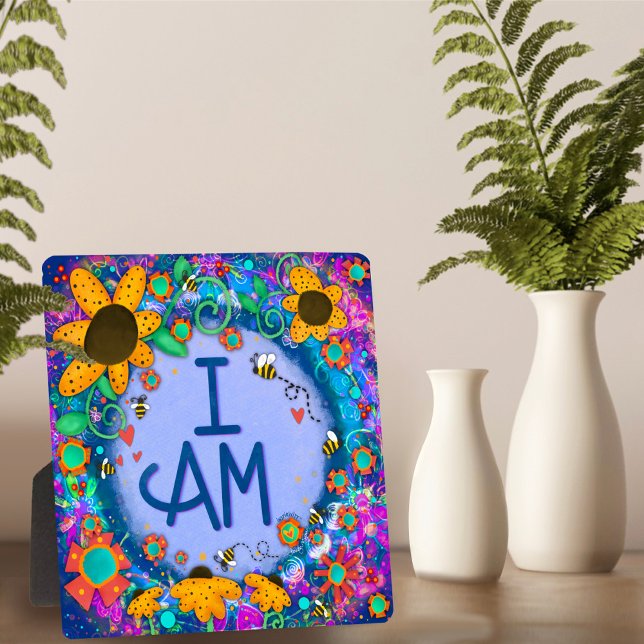 Placa Expositora Bumblebee floral inspirador (Fun floral I Am Inspirivity plaque. )