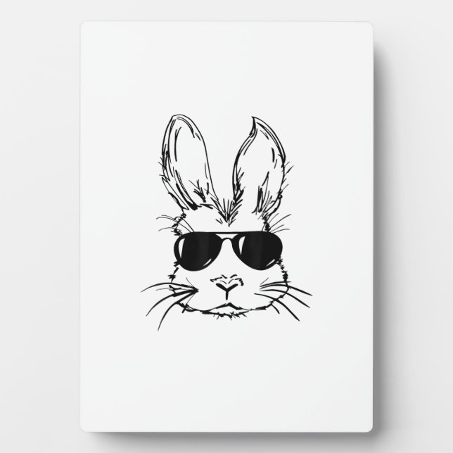 Placa Expositora Bunny Face With Sunglasses Easter Day for Boys Men (Frente)