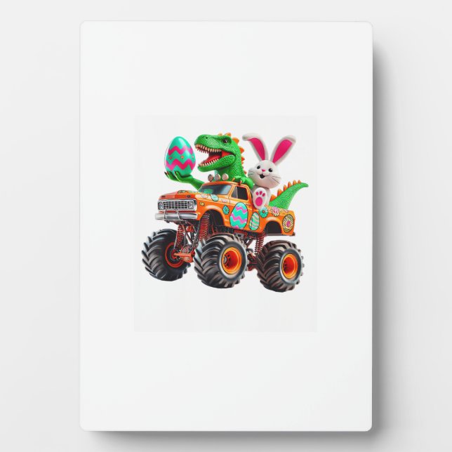 Placa Expositora Bunny T-rex Easter Monster Truck Dino Funny Boys K (Frente)