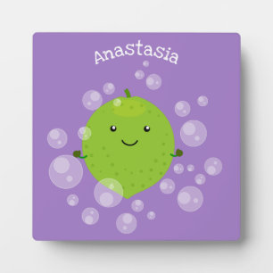 Placa Expositora Burbujas de cal verde suave ilustracion personaliz