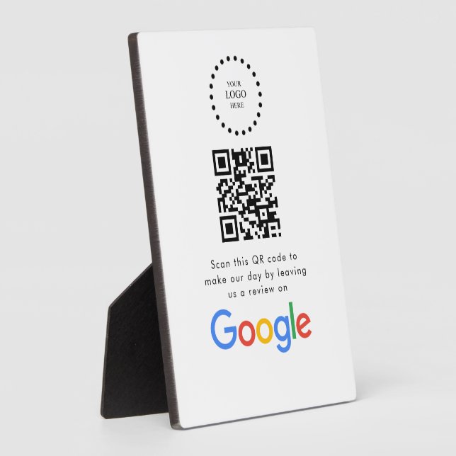 Placa Expositora Business Logo Google Reviews website scan  (Lado)