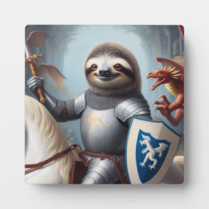 Placa Expositora Caballero Perezoso Luchando Contra Dragones