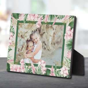 Placa Expositora Caballete de Foto con Borde Floral de Acuarela Tro