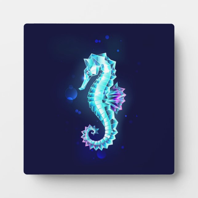 Placa Expositora caballito de mar de hielo de cristal sobre fondo a (Frente)
