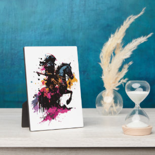 Placa Expositora Caballo de guerrero en acuarela