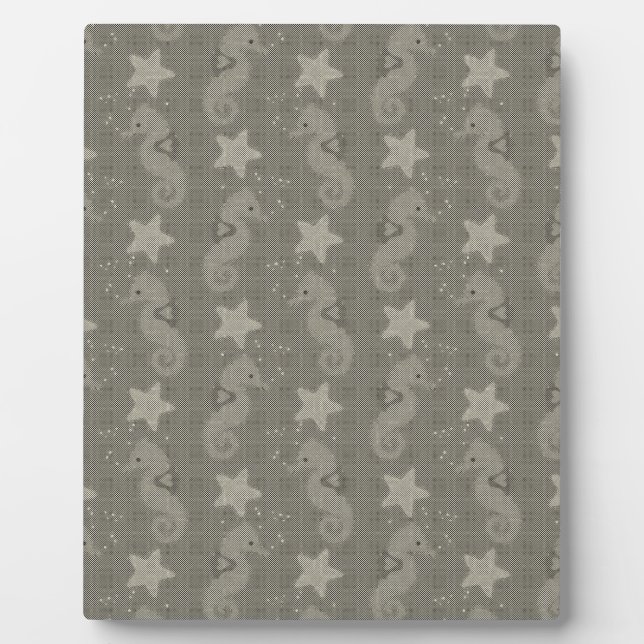 Placa Expositora Caballo De Mar Antiguo Y Patrón De Starfish (Frente)