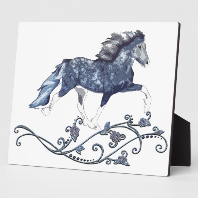 Placa Expositora Caballo islandés azul Blámóða (Lado)