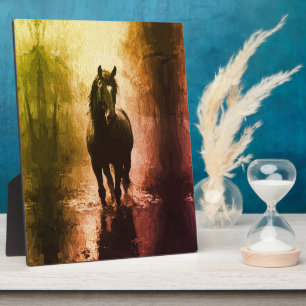 Placa Expositora Caballo Negro Místico – Fantasía Oscura Ecuestre