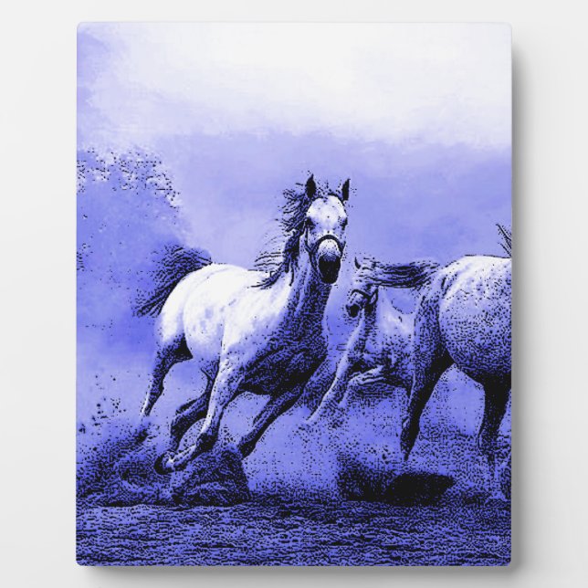 Placa Expositora Caballos en marcha y luz luna azul (Frente)