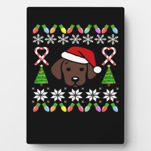 Placa Expositora Cachorro Labrador Chocolate Navideño Santa Oversiz