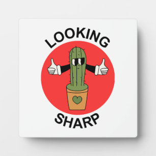 Placa Expositora Cactus de juego de palabras Looking Sharp