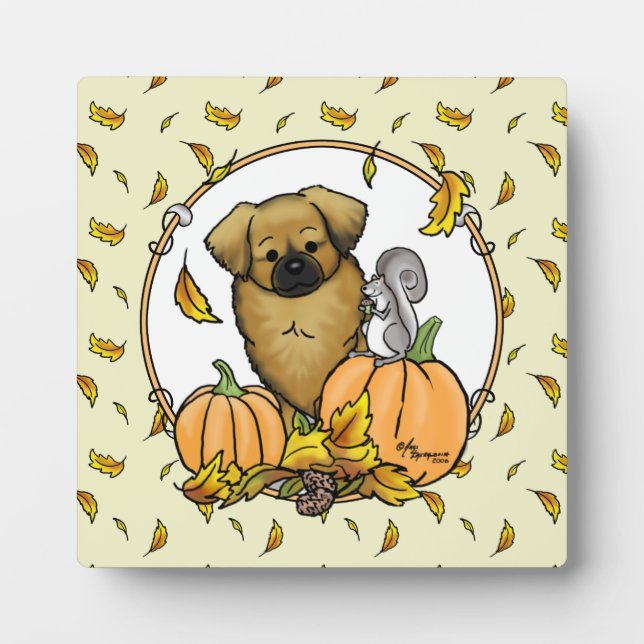 Placa Expositora Cae calabazas de perro tibetano (marrón) (Frente)