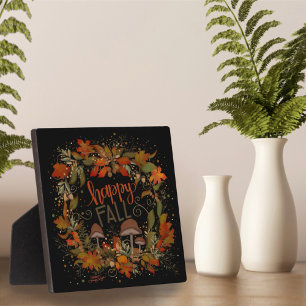 Placa Expositora Caída deja hongos Bonito feliz otoño
