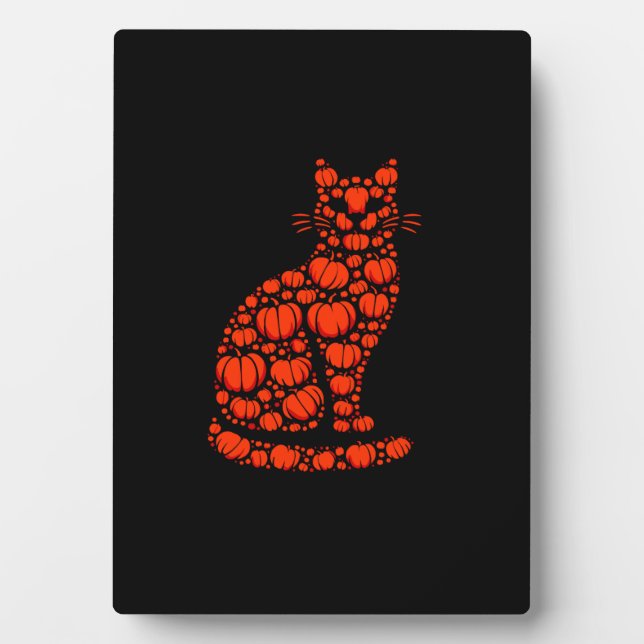 Placa Expositora Calabaza de gato Jack O Lantern Halloween hombres  (Frente)