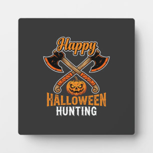 Placa Expositora Calabaza de Halloween con Hachas Cruzadas de Caza