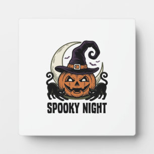 Placa Expositora Calabaza de Halloween Gato Bruja Sombrero Camiseta