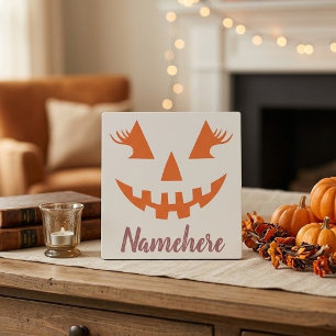 Placa Expositora Calabaza de Halloween personalizada femenina Jack 