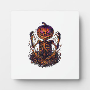 Placa Expositora Calabaza de Halloween Portal de Magia de Esqueleto