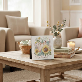 Placa Expositora Calabaza pastel y floral boho personalizada
